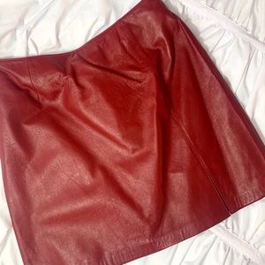 VINTAGE Willi Smith Red Leather Mini Skirt